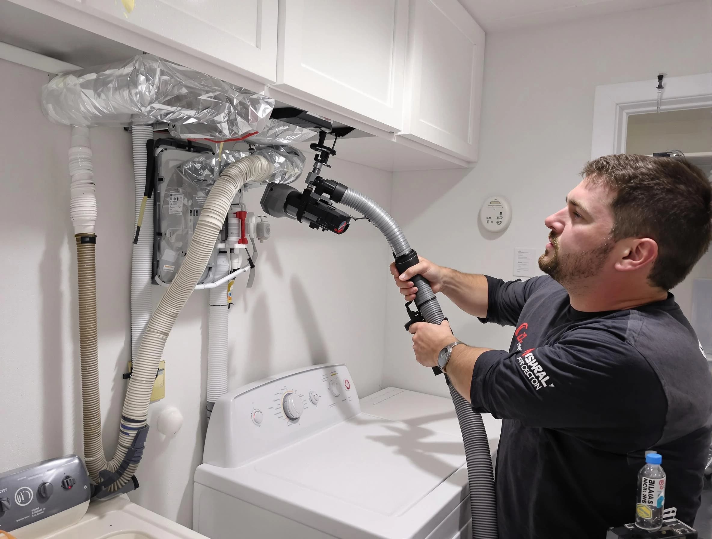 Fayetteville Dryer Vent Cleaning certified technician performing safety-focused gas dryer vent cleaning in Fayetteville