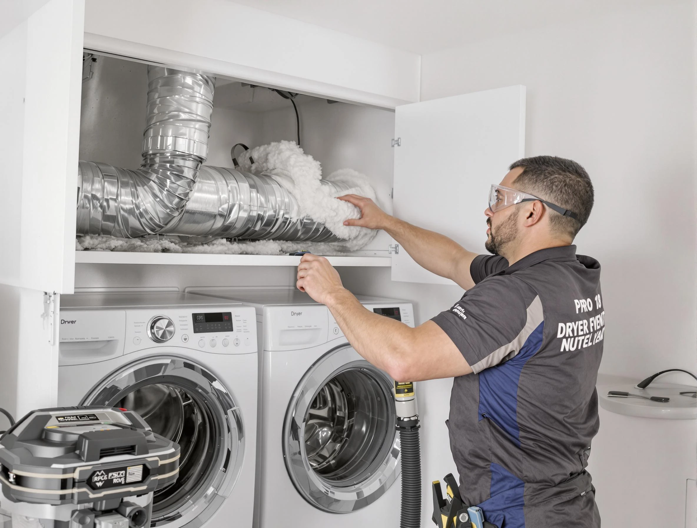 Fayetteville Dryer Vent Cleaning certified technician performing specialized gas dryer vent cleaning in Fayetteville